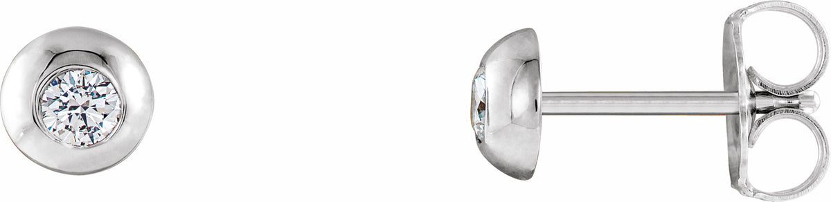 14K White 1/8 CTW Diamond Domed Stud Earrings