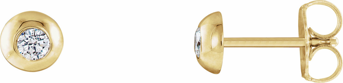 14K Yellow 1/8 CTW Diamond Domed Stud Earrings