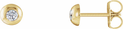 14K Yellow 1/8 CTW Diamond Domed Stud Earrings
