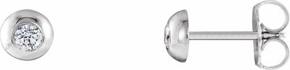 Platinum 1/8 CTW Diamond Domed Stud Earrings