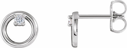 14K White .06 CTW Diamond Circle Earrings