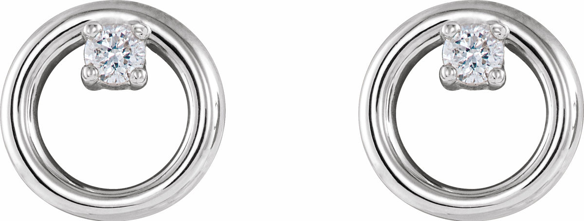 14K White .06 CTW Diamond Circle Earrings