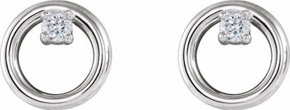 14K White .06 CTW Diamond Circle Earrings