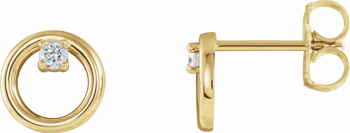 14K Yellow .06 CTW Diamond Circle Earrings