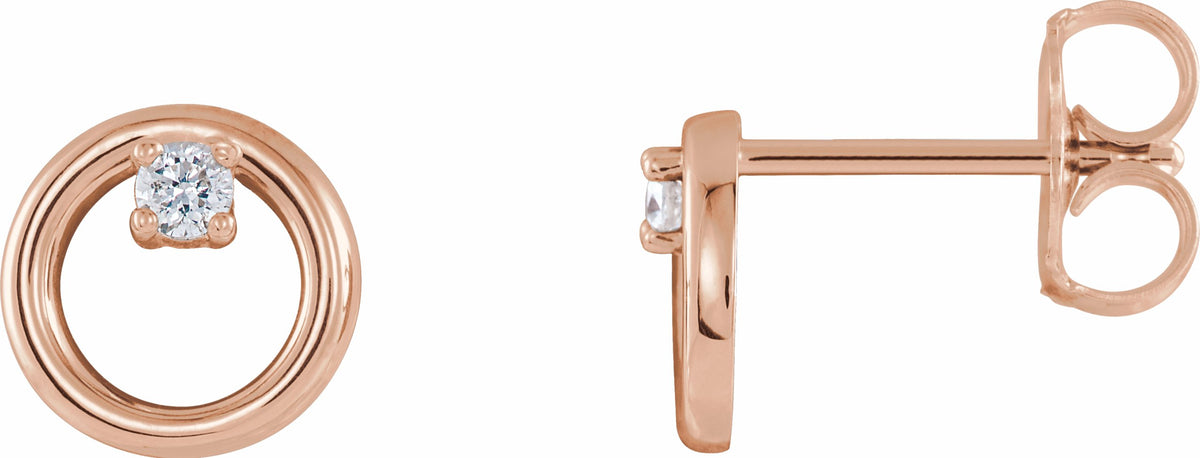 14K Rose .06 CTW Diamond Circle Earrings