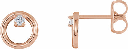 14K Rose .06 CTW Diamond Circle Earrings