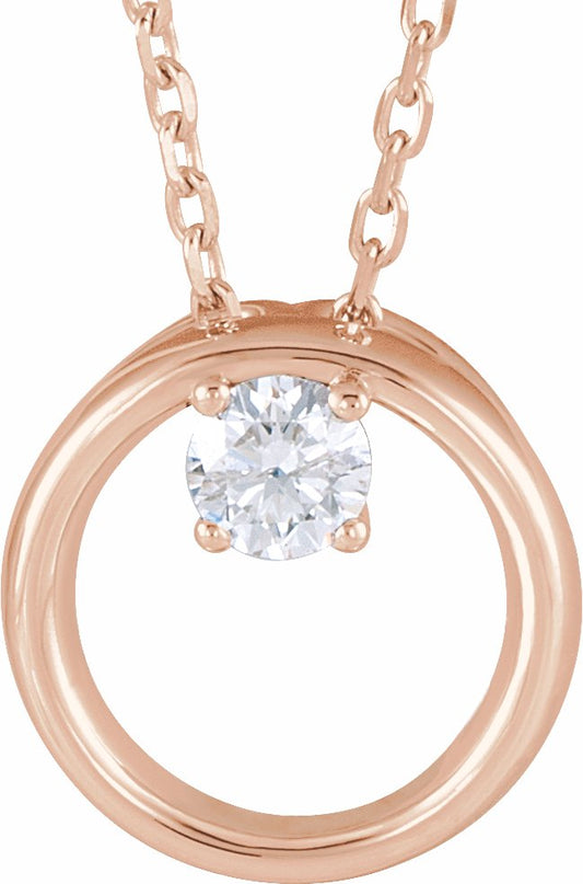 14K Rose 1/10 CTW Diamond Circle 16-18 Necklace