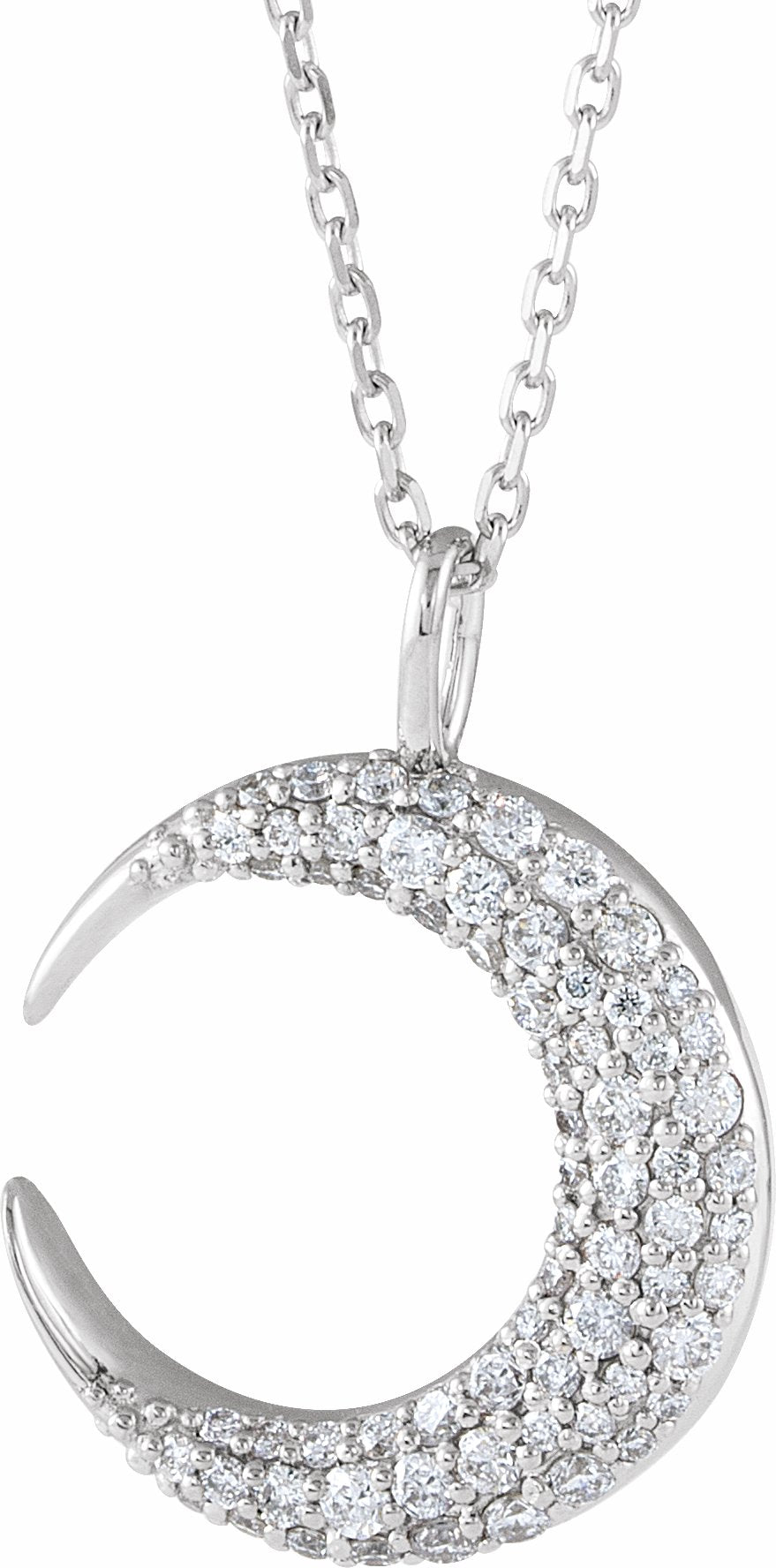 14K White 1/3 CTW Diamond Crescent Moon 16-18 Necklace