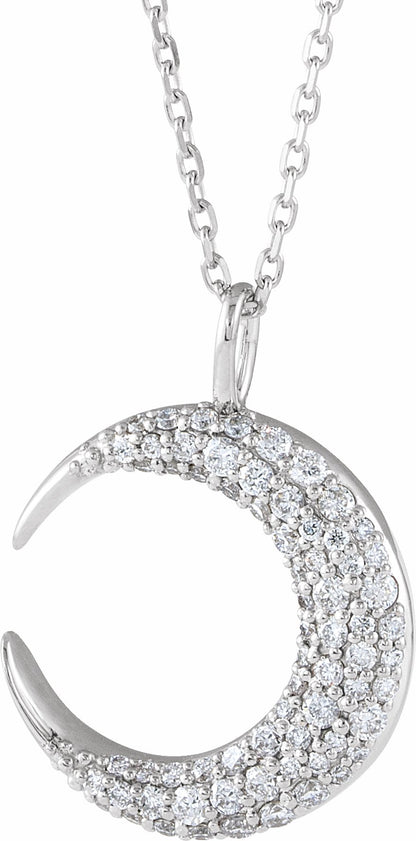 14K White 1/3 CTW Diamond Crescent Moon 16-18 Necklace