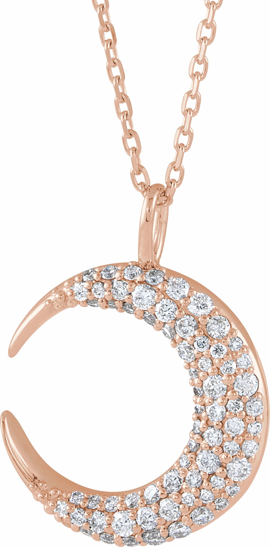 14K Rose 1/3 CTW Diamond Crescent Moon 16-18 Necklace