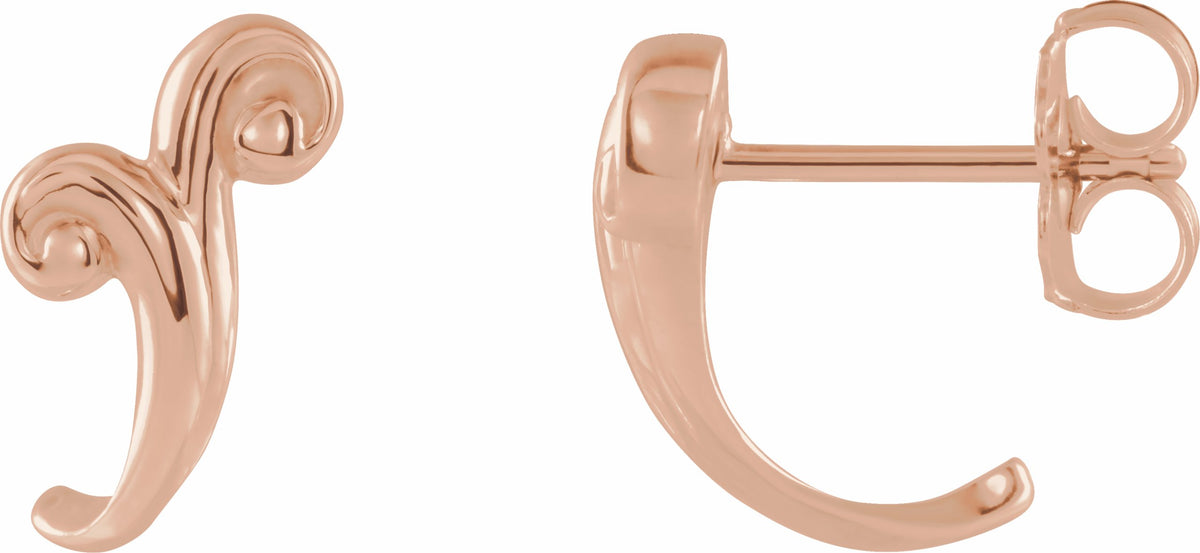 14K Rose Freeform J-Hoop Earrings