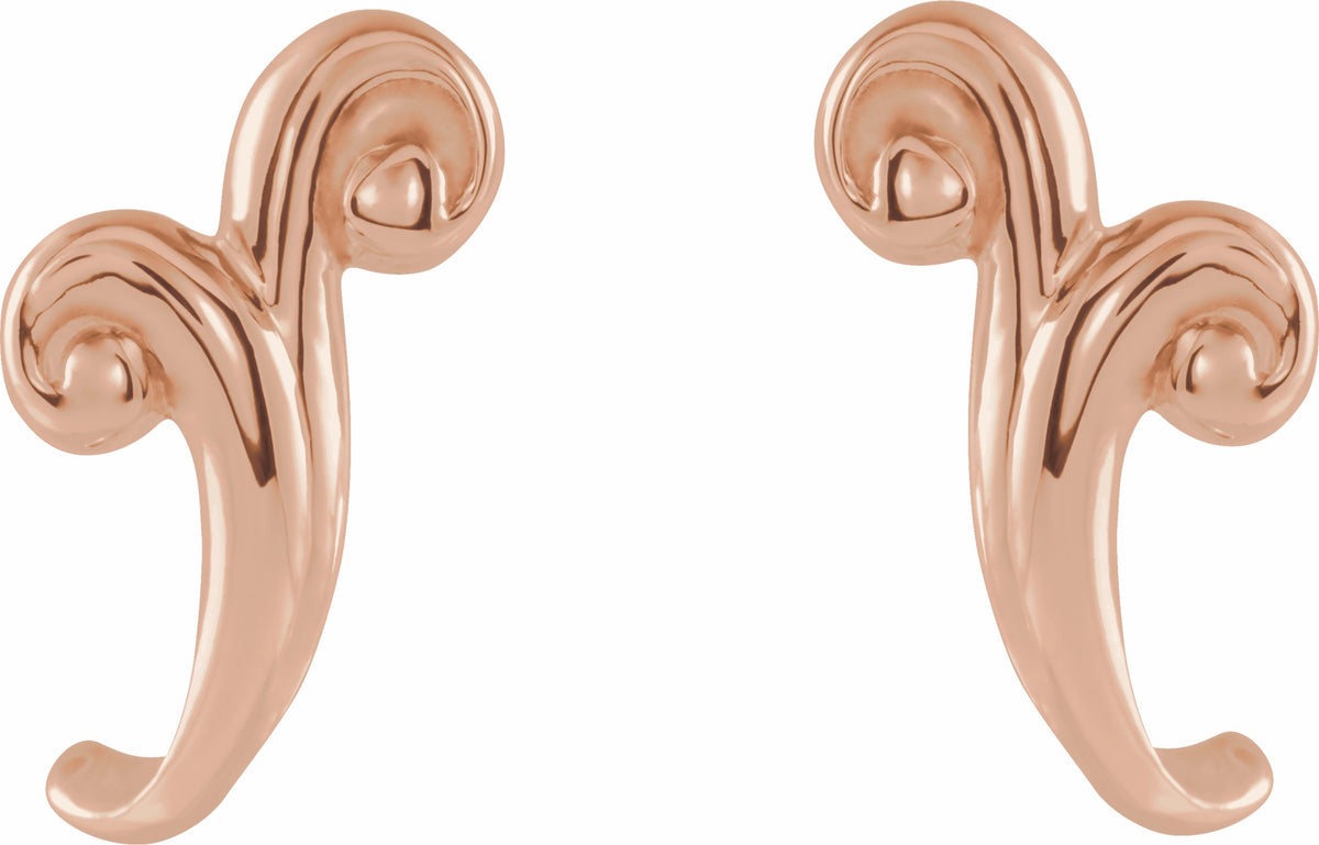 14K Rose Freeform J-Hoop Earrings