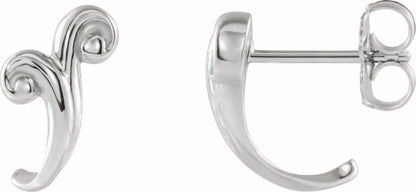 Platinum Freeform J-Hoop Earrings