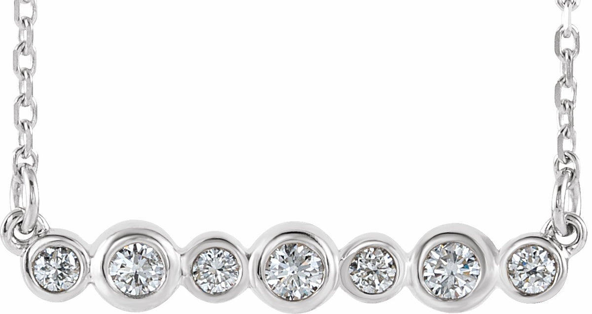14K White 1/5 CTW Diamond Bezel-Set Bar 16-18 Necklace