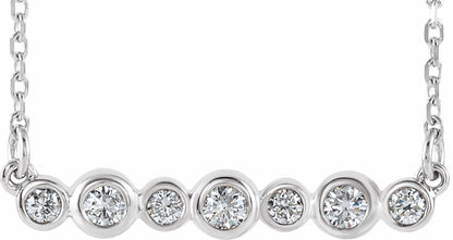 14K White 1/5 CTW Diamond Bezel-Set Bar 16-18 Necklace