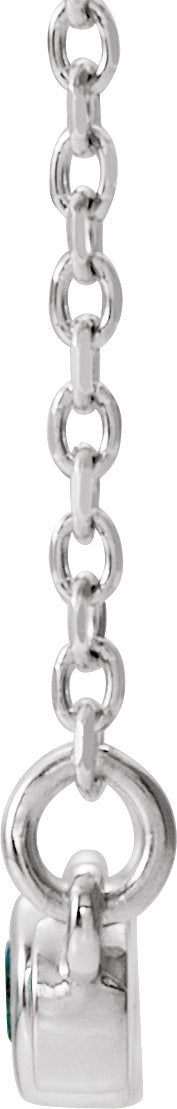 14K White Aquamarine & .08 CTW Diamond Bezel-Set Bar 16-18 Necklace