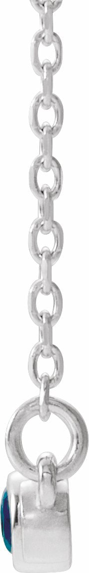 14K White Blue Sapphire & .08 CTW Diamond Bezel-Set Bar 16-18 Necklace