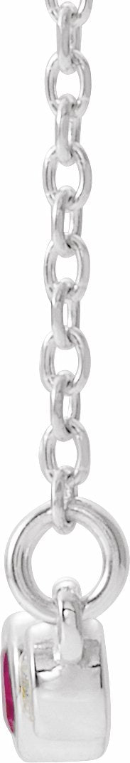 14K White Pink Tourmaline & .08 CTW Diamond Bezel-Set Bar 16-18 Necklace