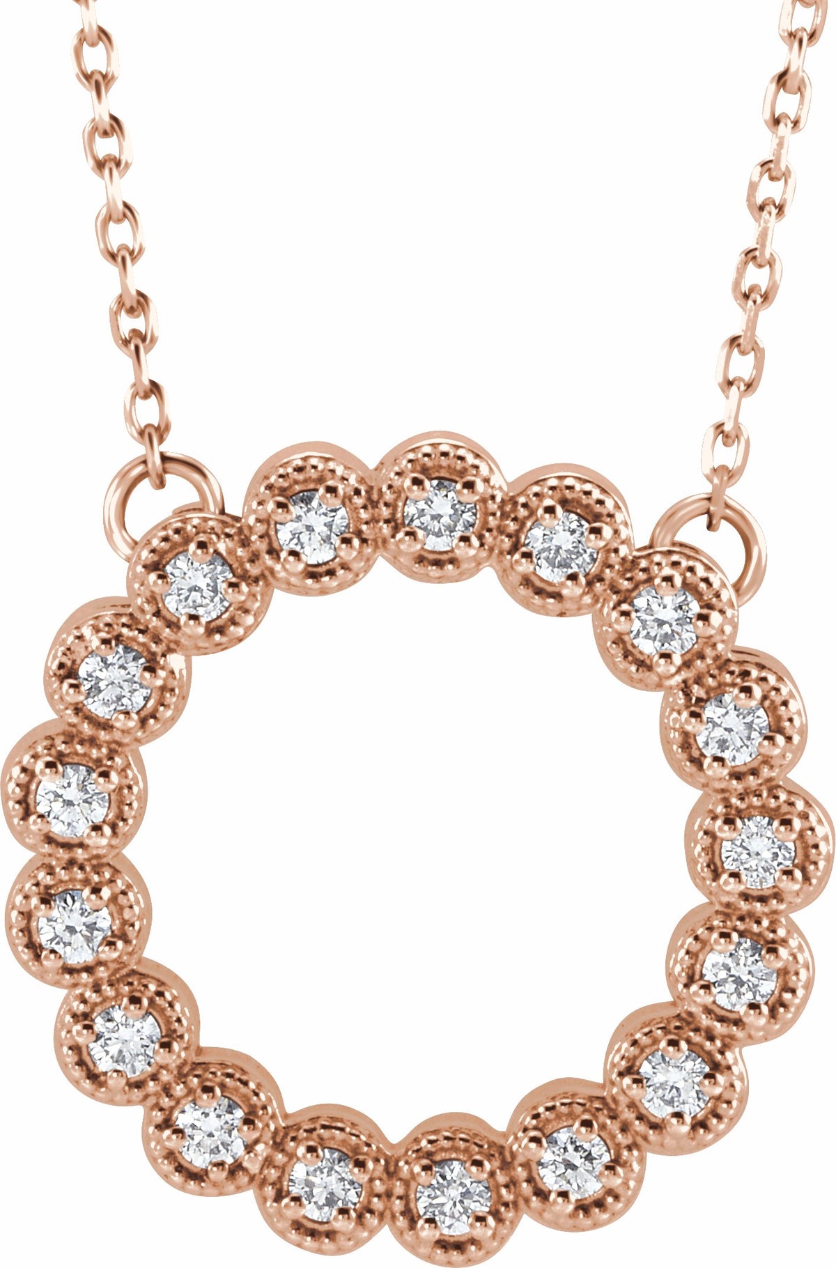 14K Rose 1/4 CTW Diamond Circle 16-18 Necklace