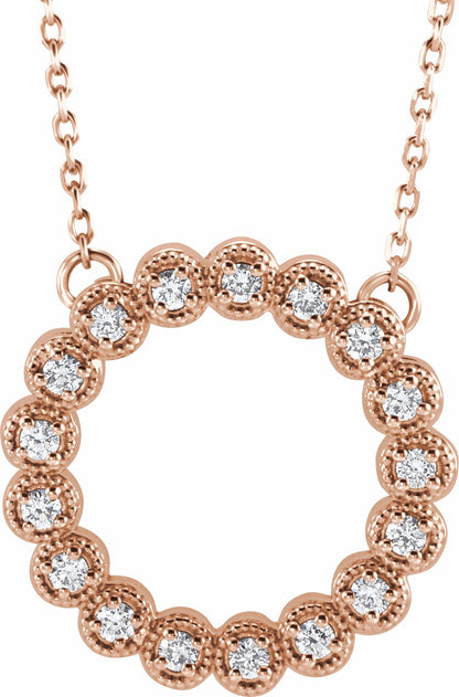 14K Rose 1/4 CTW Diamond Circle 16-18 Necklace