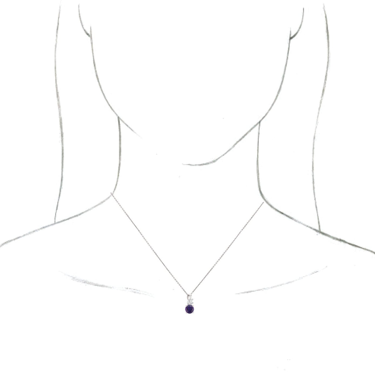 14K White Amethyst & 1/10 CTW Diamond 16-18 Necklace