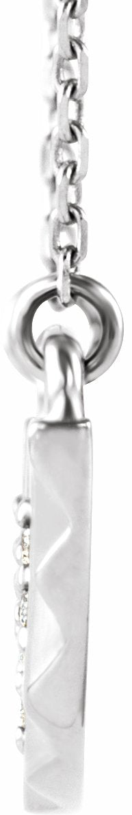 14K White .08 CTW Diamond Curved Bar 16-18 Necklace