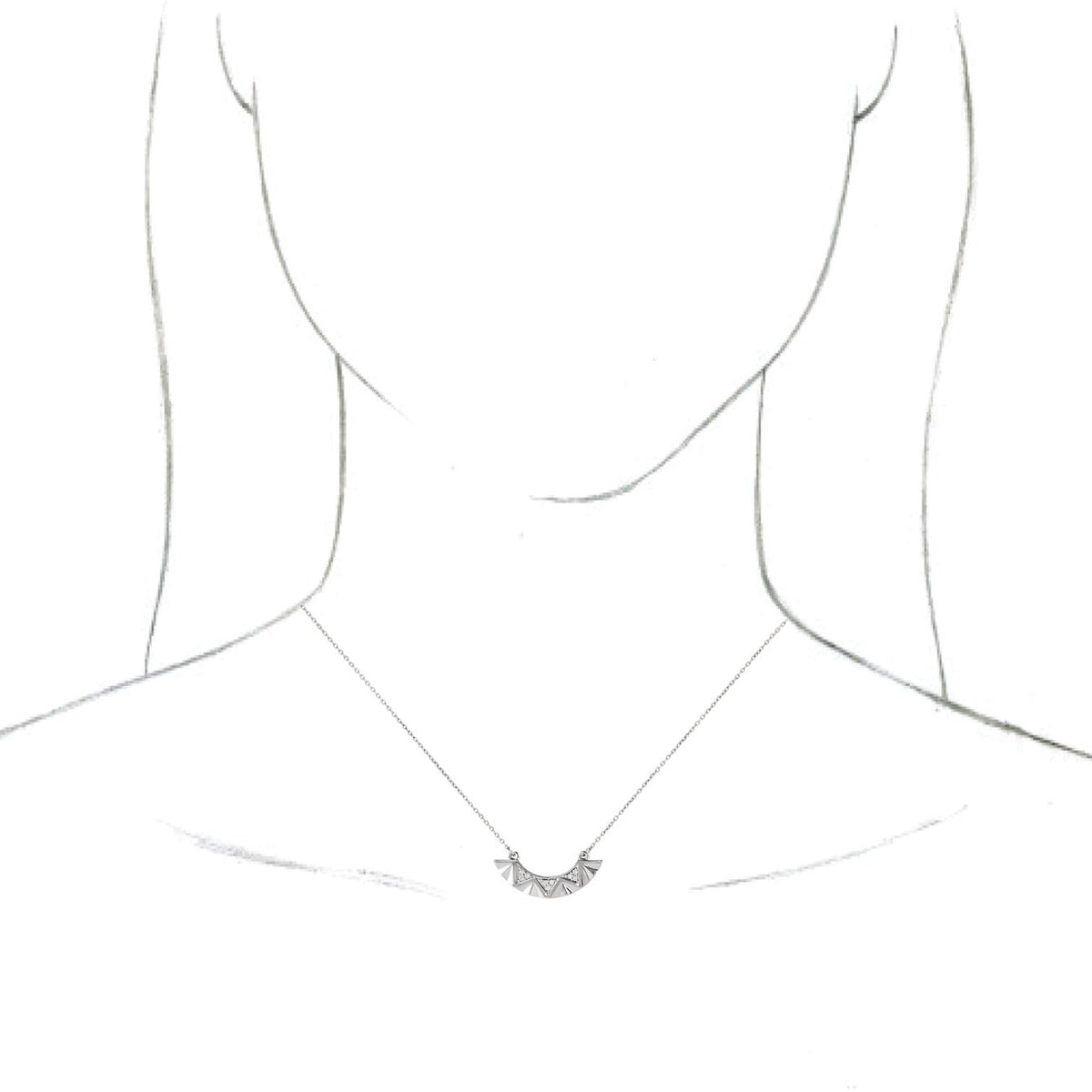 14K White .08 CTW Diamond Curved Bar 16-18 Necklace