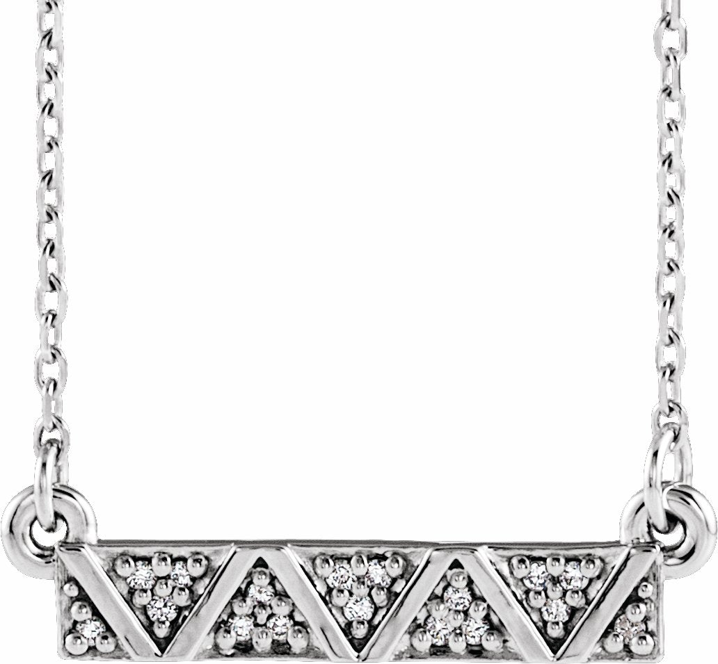 14K White .05 CTW Diamond Geometric Bar 16-18 Necklace