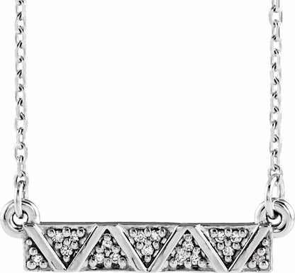 14K White .05 CTW Diamond Geometric Bar 16-18 Necklace