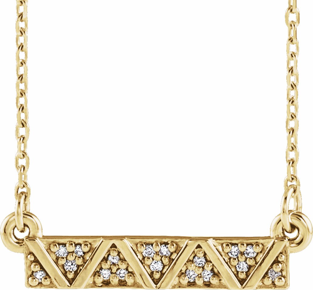 14K Yellow .05 CTW Diamond Geometric Bar 16-18 Necklace