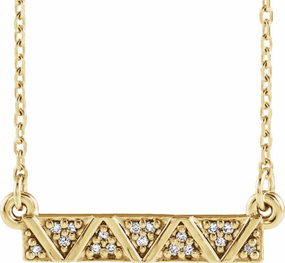 14K Yellow .05 CTW Diamond Geometric Bar 16-18 Necklace