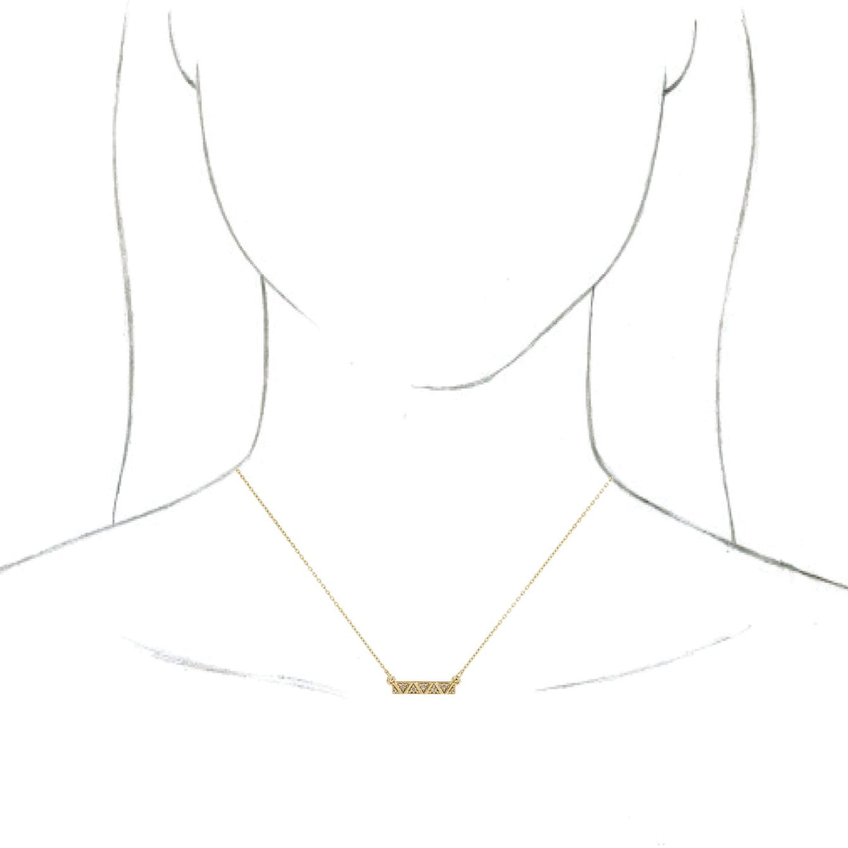 14K Yellow .05 CTW Diamond Geometric Bar 16-18 Necklace