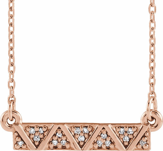 14K Rose .05 CTW Diamond Geometric Bar 16-18 Necklace