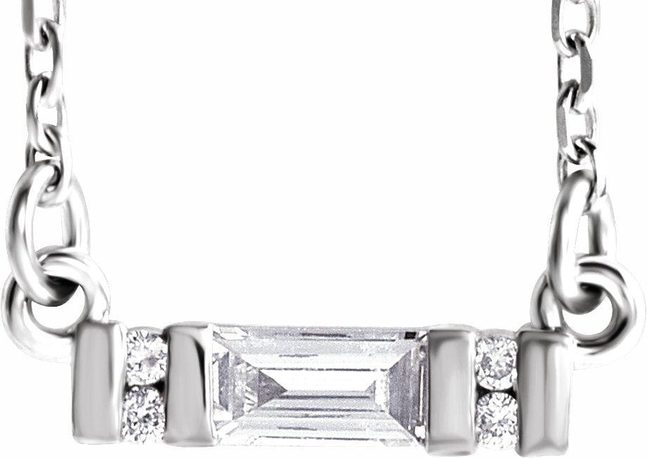 14K White 1/10 CTW Diamond Bar 16-18 Necklace