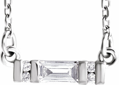 14K White 1/10 CTW Diamond Bar 16-18 Necklace
