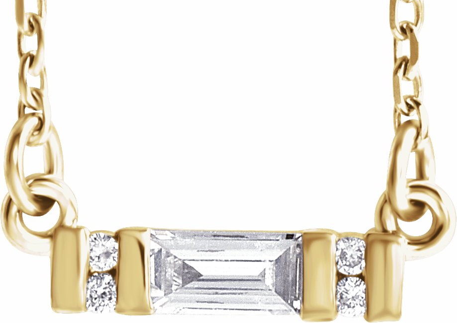 14K Yellow 1/10 CTW Diamond Bar 16-18 Necklace