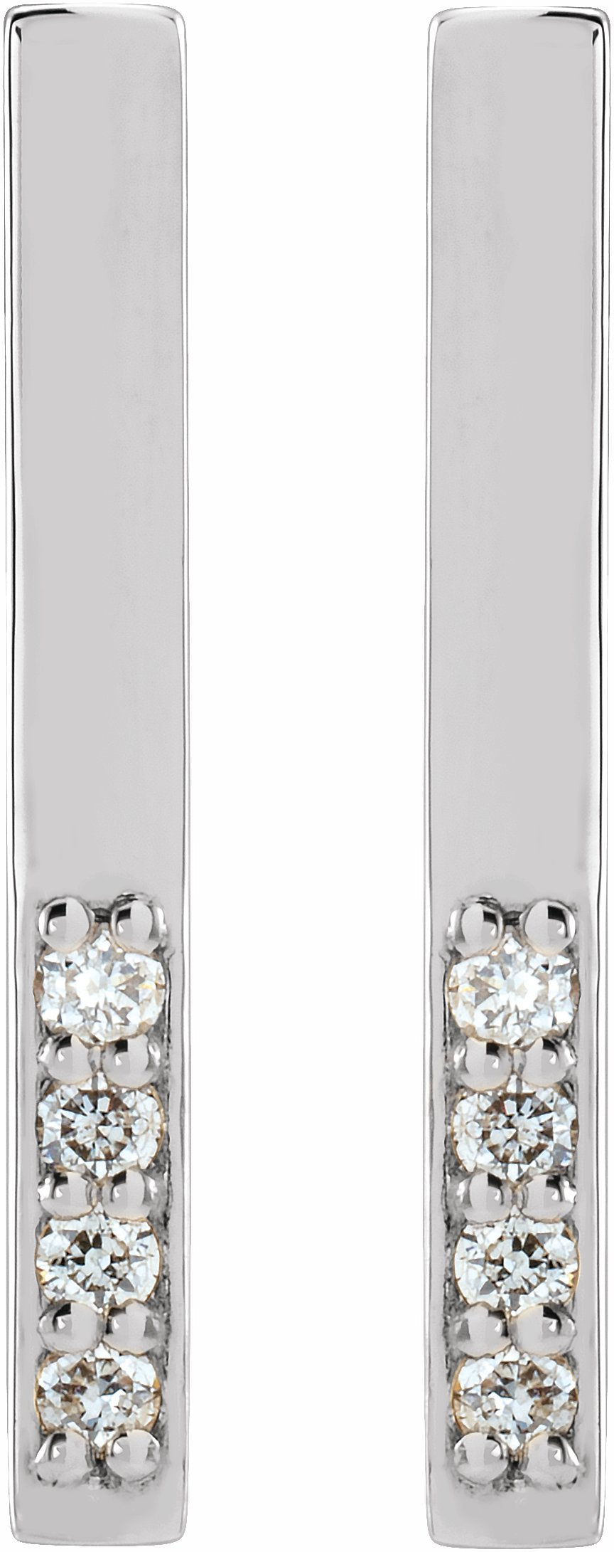 14K White .07 CTW Diamond Bar Earrings