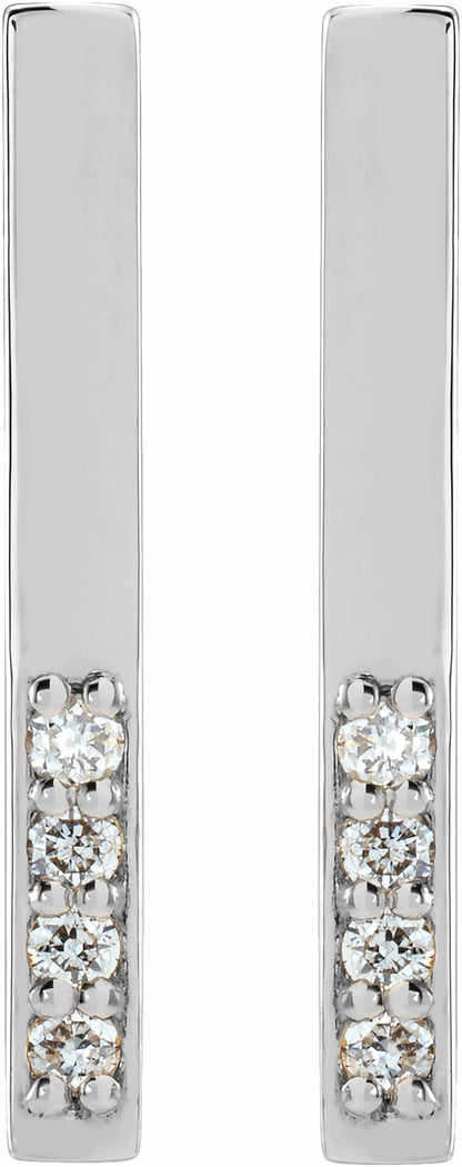 14K White .07 CTW Diamond Bar Earrings