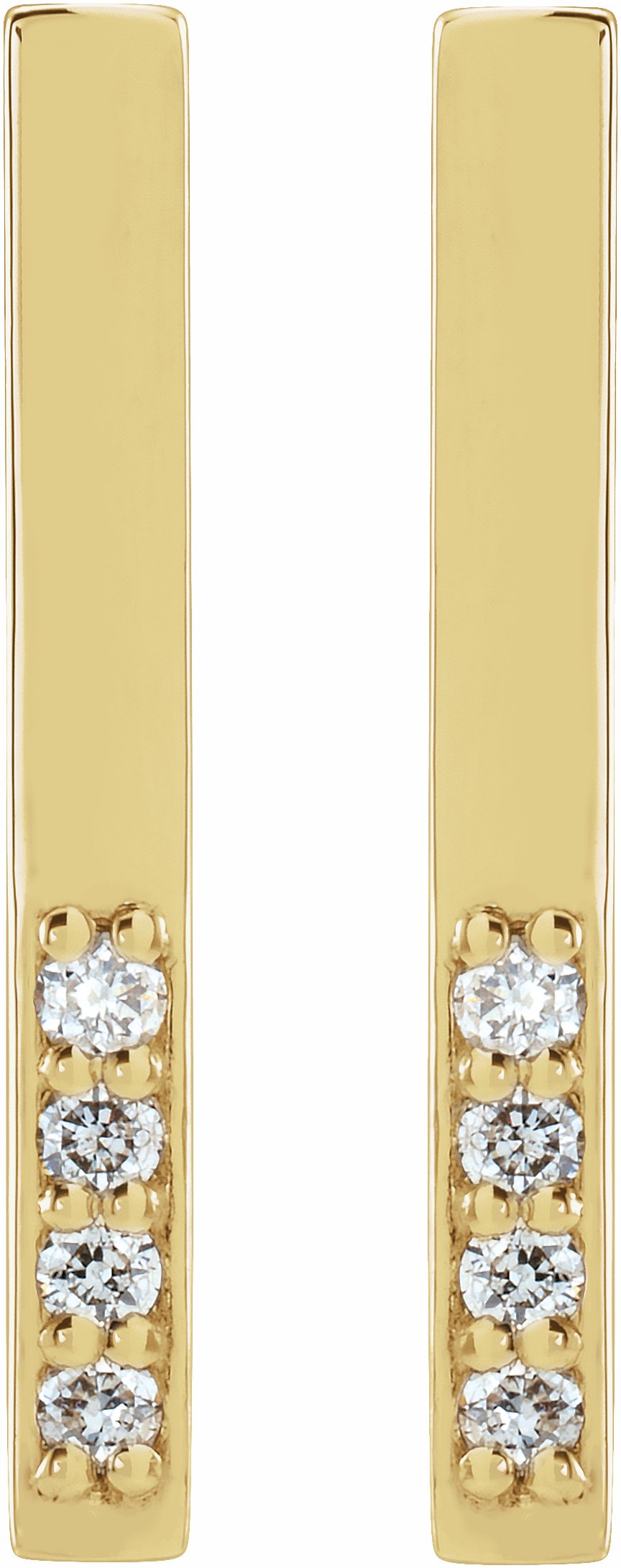 14K Yellow .07 CTW Diamond Bar Earrings