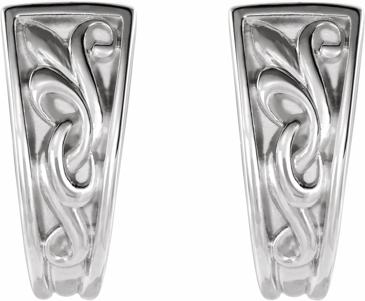 14K White Vintage-Inspired J-Hoop Earrings