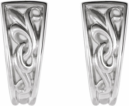 14K White Vintage-Inspired J-Hoop Earrings