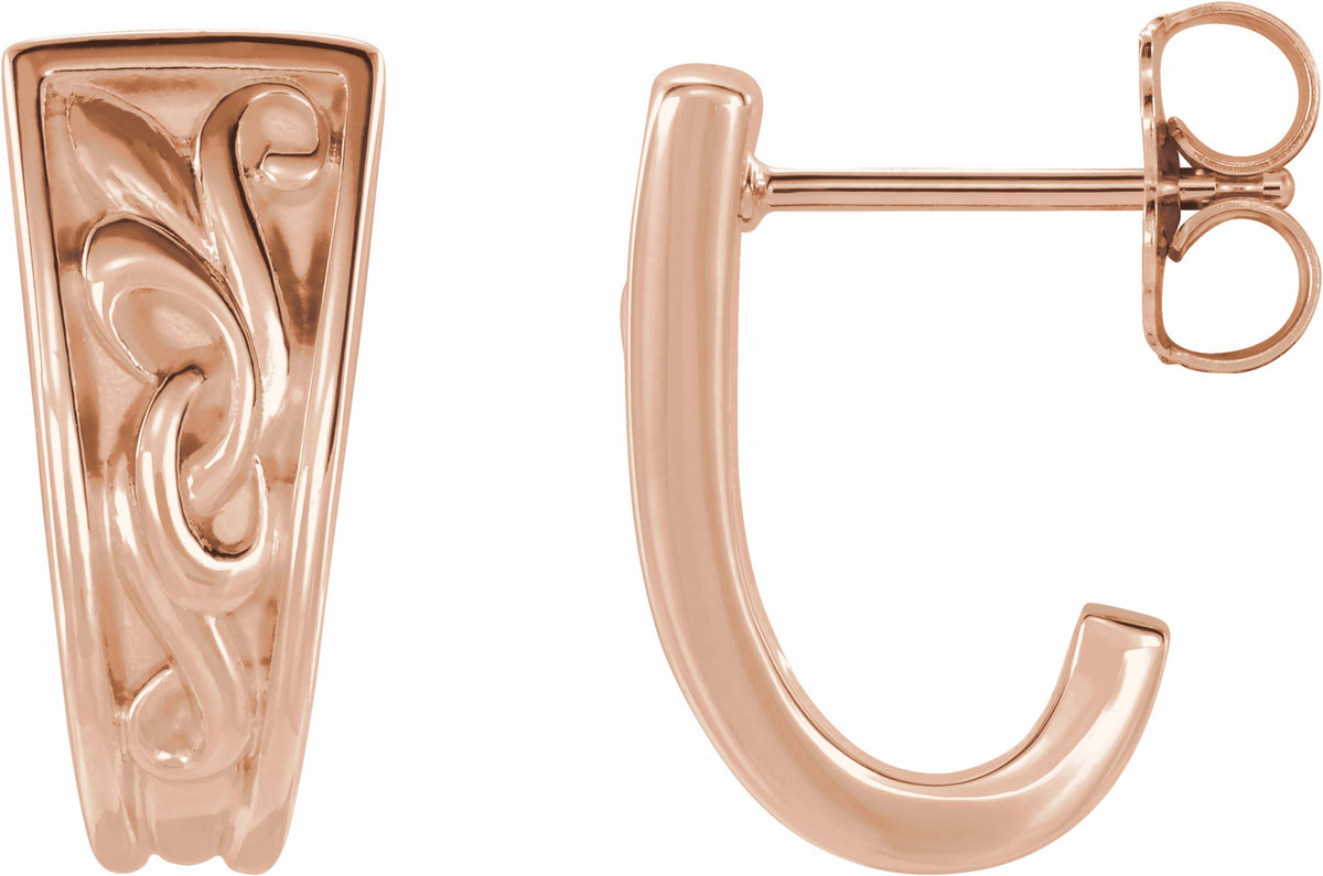 14K Rose Vintage-Inspired J-Hoop Earrings