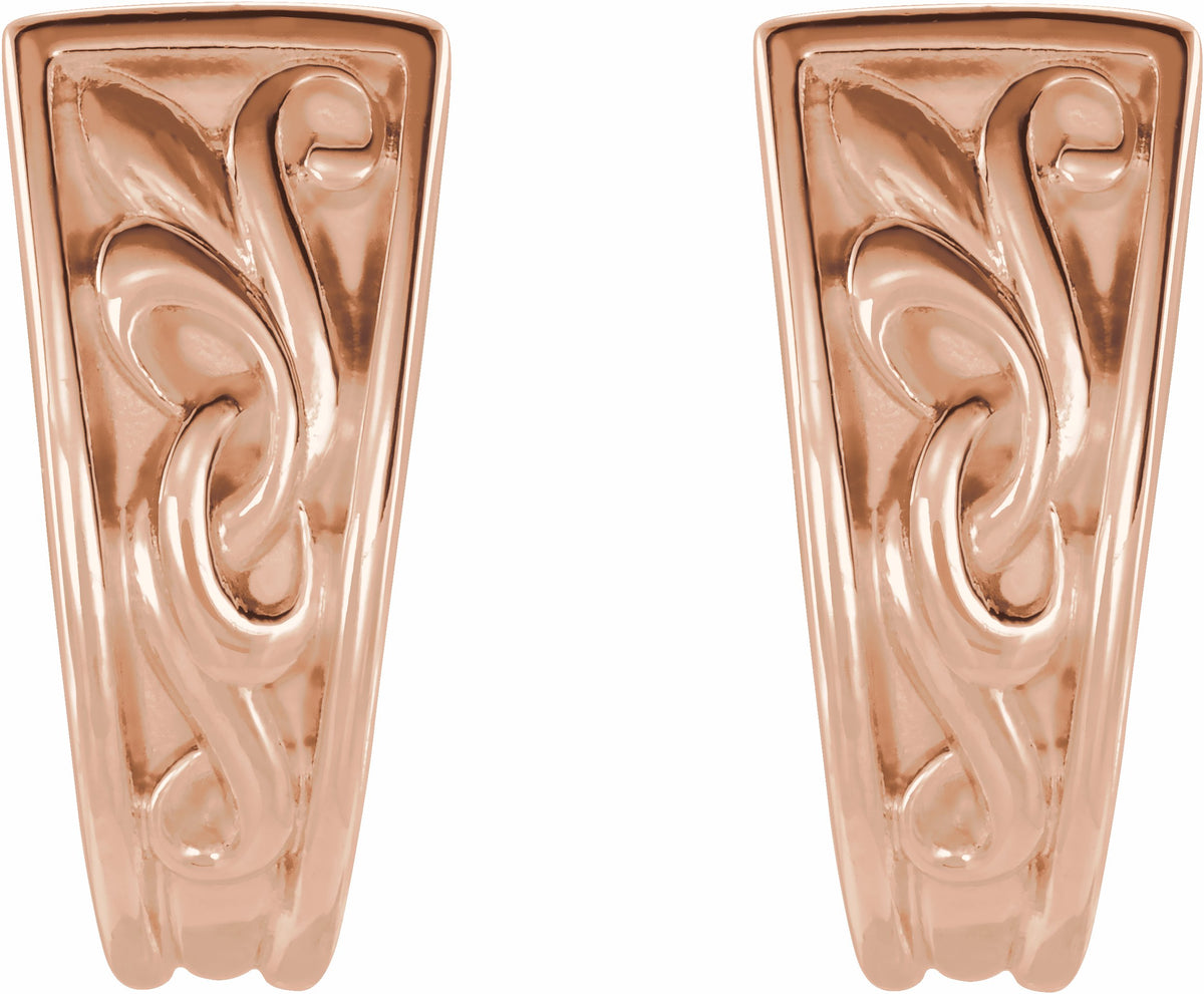 14K Rose Vintage-Inspired J-Hoop Earrings