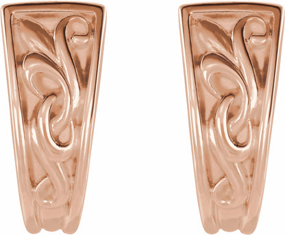 14K Rose Vintage-Inspired J-Hoop Earrings