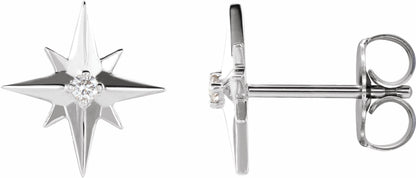14K White .03 CTW Diamond Star Earrings