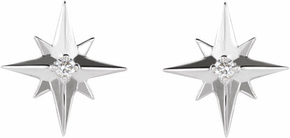 14K White .03 CTW Diamond Star Earrings