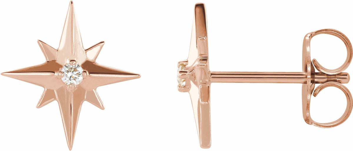 14K Rose .03 CTW Diamond Star Earrings
