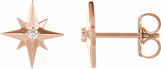 14K Rose .03 CTW Diamond Star Earrings