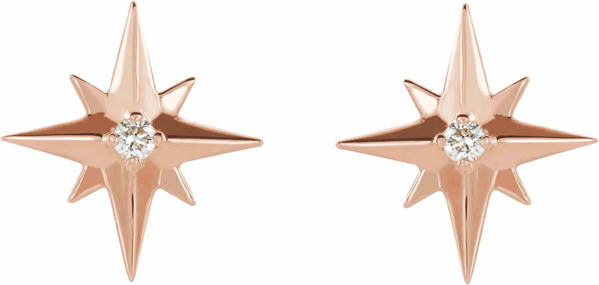 14K Rose .03 CTW Diamond Star Earrings