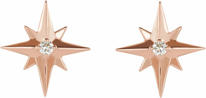 14K Rose .03 CTW Diamond Star Earrings
